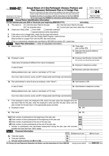 5500-EZ - 5500-EZ Tax Form for 2025