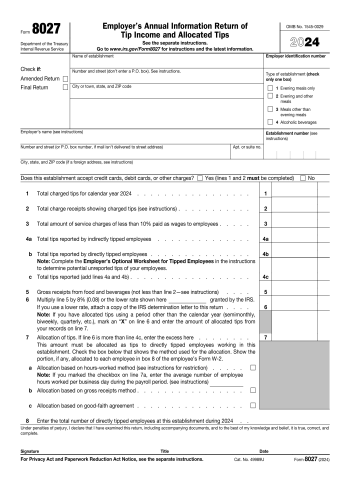 8027 - 8027 Tax Form for 2025