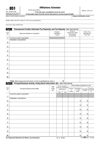 851 - 851 Tax Form for 2025