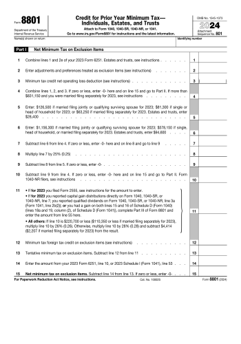 8801 - 8801 Tax Form for 2025