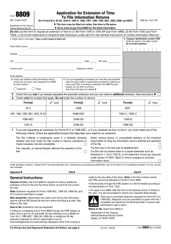 8809 - 8809 Tax Form for 2025