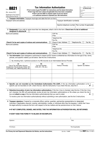 8821 - 8821 Tax Form for 2025