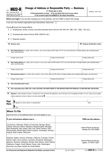 8822-B - 8822-B Tax Form for 2025