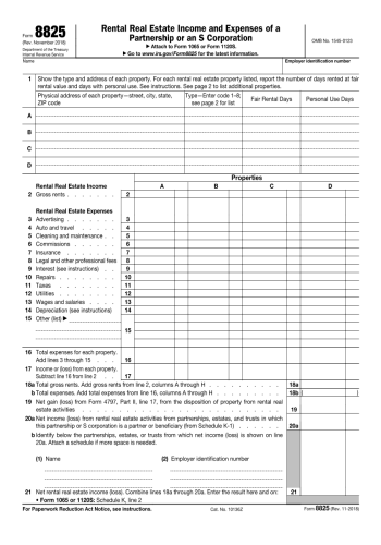 8825 - 8825 Tax Form for 2025