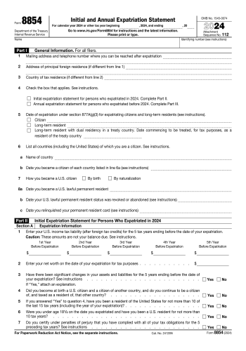 8854 - 8854 Tax Form for 2025