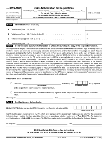 8879-CORP - 8879-CORP Tax Form for 2025