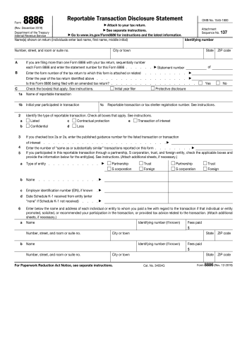 8886 - 8886 Tax Form for 2025
