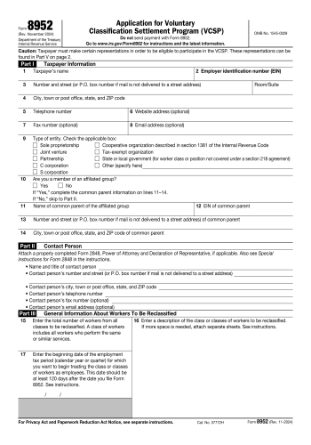 8952 - 8952 Tax Form for 2025
