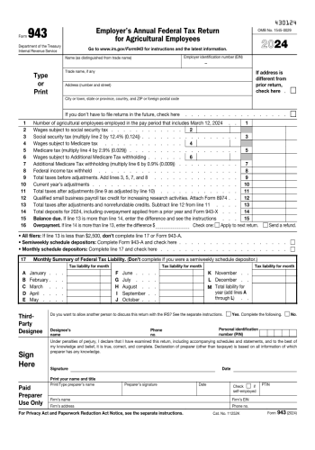 943 - 943 Tax Form for 2025