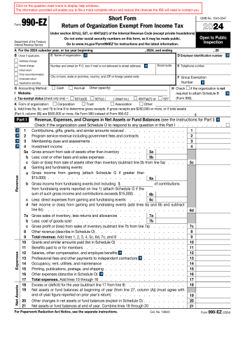 990 EZ - 990 EZ Tax Form for 2025