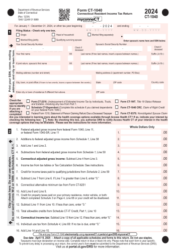 CT 1040 - CT 1040 Tax Form for 2025