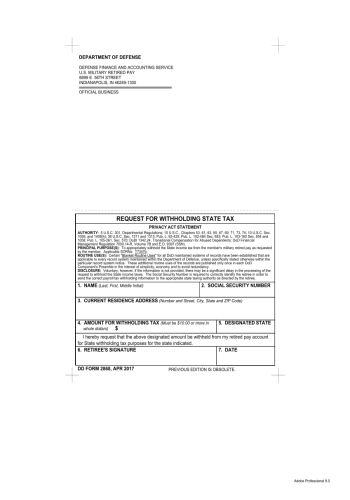 DD 2868 - DD 2868 Tax Form for 2025