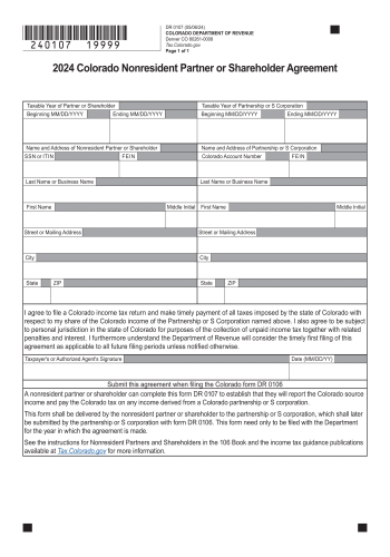 DR 0107 - DR 0107 Tax Form for 2025