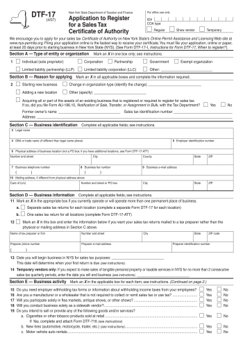 DTF-17 - DTF-17 Tax Form for 2025