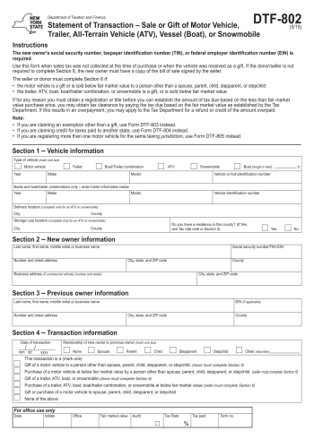 DTF-802 - DTF-802 Tax Form for 2025