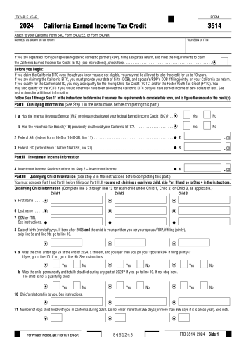 FTB 3514 - FTB 3514 Tax Form for 2025