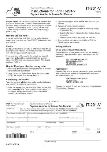 IT 201-V - IT 201-V Tax Form for 2025