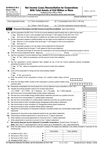 M-3 1120 - M-3 1120 Tax Form for 2025