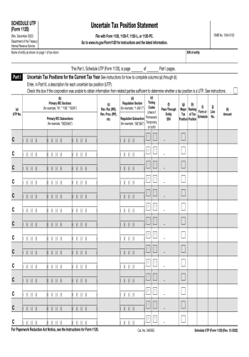 SCHEDULE UTP 1120 - Schedule UTP 1120 Tax Form for 2025