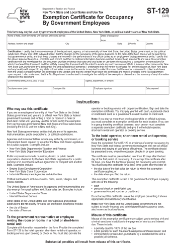 ST-129 - ST-129 Tax Form for 2025