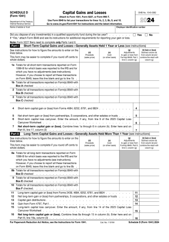 Schedule D (Form 1041) - Schedule D (Form 1041) Tax Form for 2025