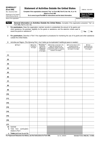 Schedule F 990 - Schedule F 990 Tax Form for 2025