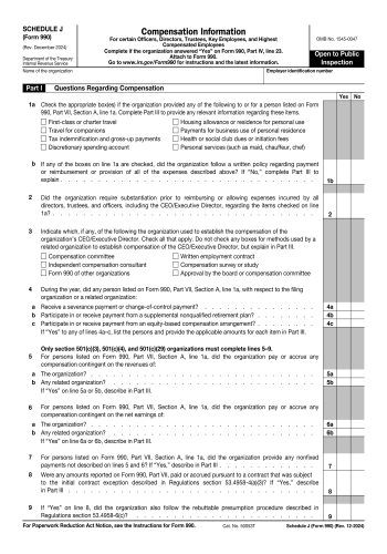 Schedule J 990 - Schedule J 990 Tax Form for 2025