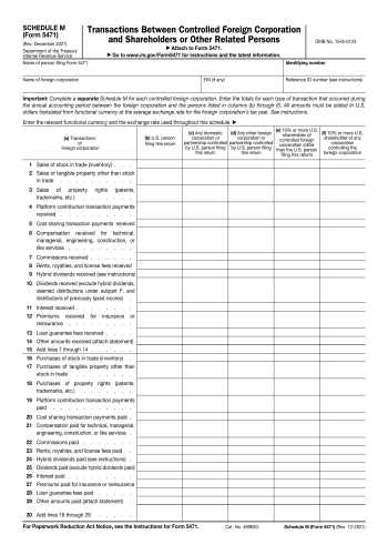 Schedule M (5471) - Schedule M (5471) Tax Form for 2025