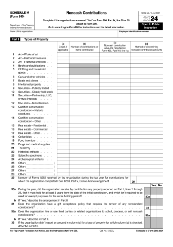 Schedule M 990 - Schedule M 990 Tax Form for 2025