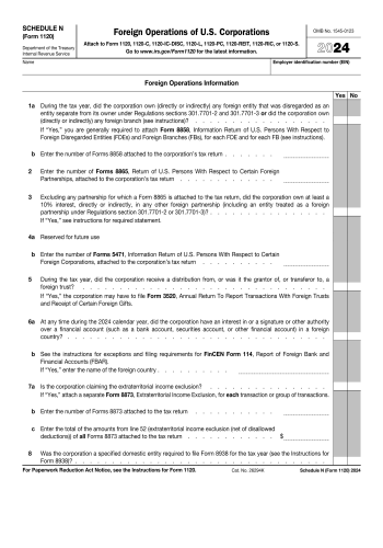 Schedule N 1120 - Schedule N 1120 Tax Form for 2025