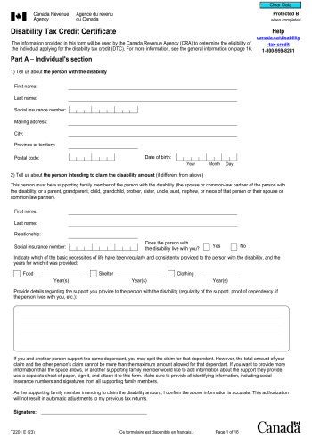 T2201 - T2201 Tax Form for 2025