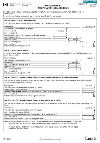 TD1-WS - TD1-WS Tax Form for 2025