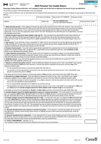 TD1 - TD1 Tax Form for 2025