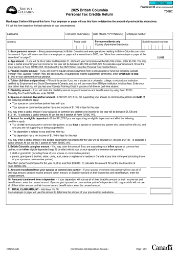 TD1BC - TD1BC Tax Form for 2025