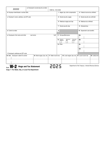 W-2 - W-2 Tax Form for 2025 (Tax Year 2024)