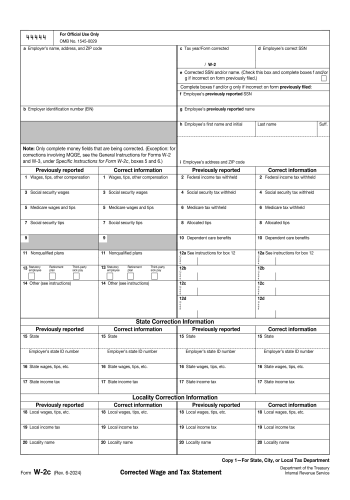 W-2c - W-2c Tax Form for 2025