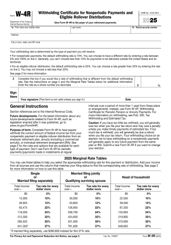 W-4R - W-4R Tax Form for 2025