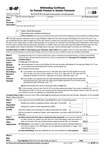 W-4p - W-4p Tax Form for 2025
