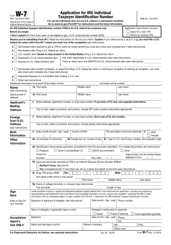 W-7 - W-7 Tax Form for 2025