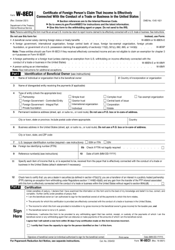 W-8 ECI - W-8 ECI Tax Form for 2025