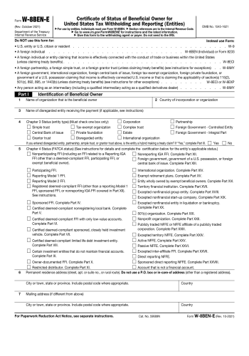 W-8BEN-E - W-8BEN-E Tax Form for 2025