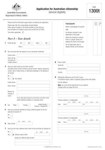 1300T - 1300T Form for 2025