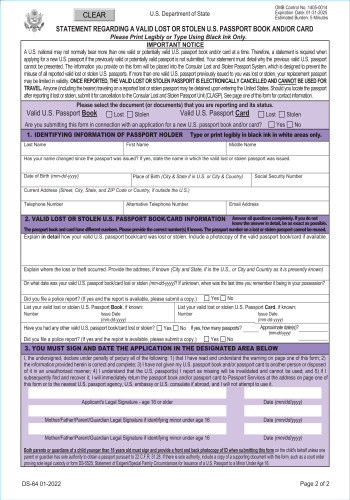 DS-64 - DS-64 Form for 2025