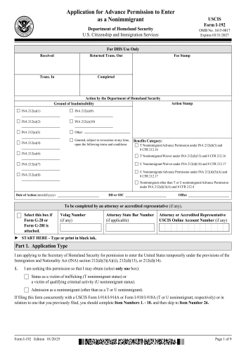 I-192 - I-192 Form for 2025
