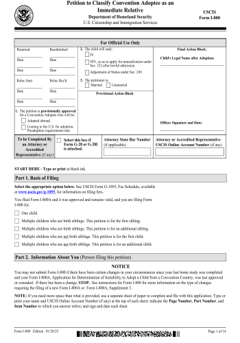 I-800 - I-800 Form for 2025