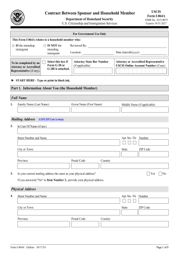 I-864A - I-864A Form for 2025