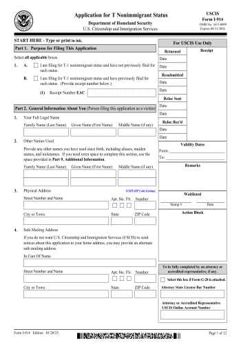 I-914 - I-914 Form for 2025