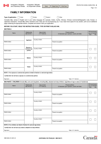 IMM 5645 - IMM 5645 Form for 2025